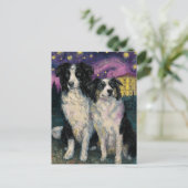 Van Gogh Border Collies 's Nachts Briefkaart (Staand voorkant)