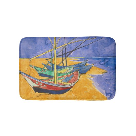 Van Gogh-boten Impressionisme Strand Badmat (Voorkant)