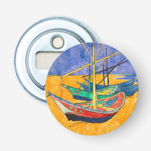 Van Gogh Boten Impressionisme Strand Button Flesopener