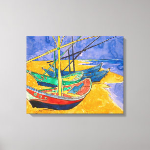 Van Gogh-boten Impressionisme Strand Canvas Afdruk