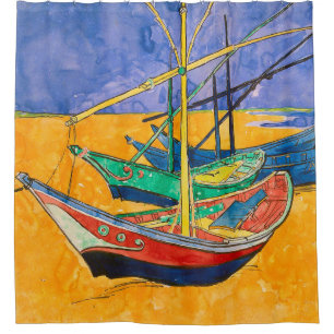 Van Gogh-boten Impressionisme Strand Douchegordijn