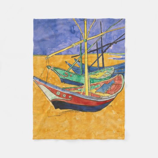 Van Gogh-boten Impressionisme Strand Fleece Deken (Voorkant)