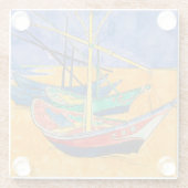 Van Gogh-boten Impressionisme Strand Glazen Onderzetter (Achterkant)