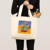 Van Gogh-boten Impressionisme Strand Grote Tote Bag (Voorkant (product))