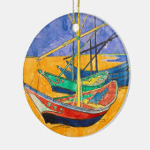 Van Gogh-boten Impressionisme Strand Keramisch Ornament (Links)
