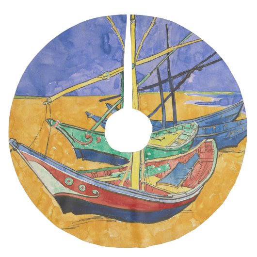 Van Gogh-boten Impressionisme Strand Kerstboom Rok (Voorkant)