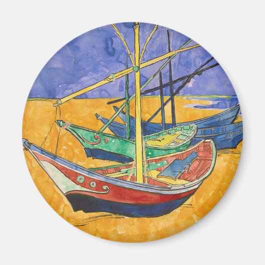 Van Gogh Boten Impressionisme Strand Magneet (Voorkant)