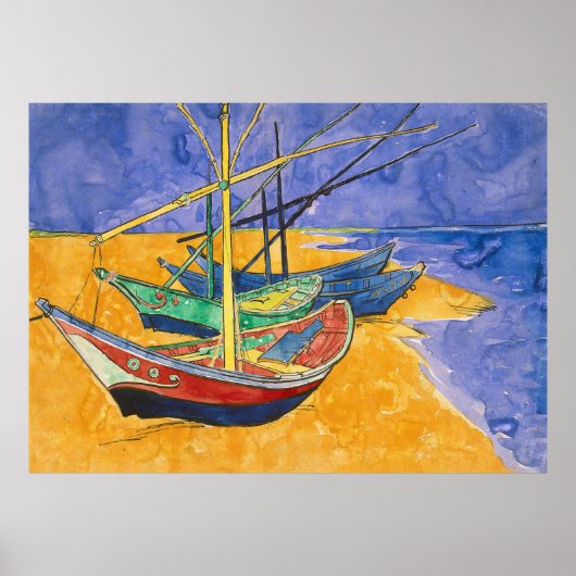 Van Gogh-boten Impressionisme Strand Poster (Voorkant)