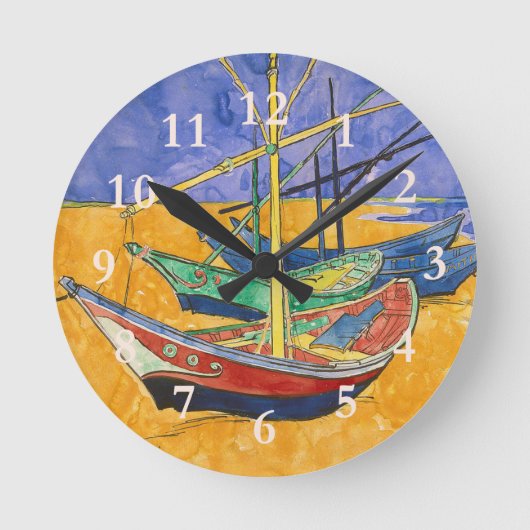 Van Gogh-boten Impressionisme Strand Ronde Klok (Voorkant)