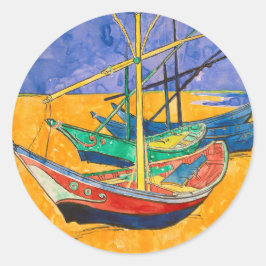 Van Gogh-boten Impressionisme Strand Ronde Sticker