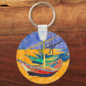 Van Gogh Boten Impressionisme Strand Sleutelhanger (Voorkant)