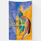 Van Gogh-boten Impressionisme Strand Spandoek (Verticaal)