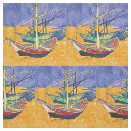 Van Gogh-boten Impressionisme Strand Stof (Swatch)