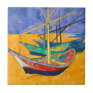 Van Gogh-boten Impressionisme Strand Tegeltje