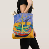 Van Gogh-boten Impressionisme Strand Tote Bag (Dichtbij)