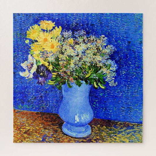 Van Gogh - Bouquet van Bloemen in een Blauwe Vase Legpuzzel (Verticaal)