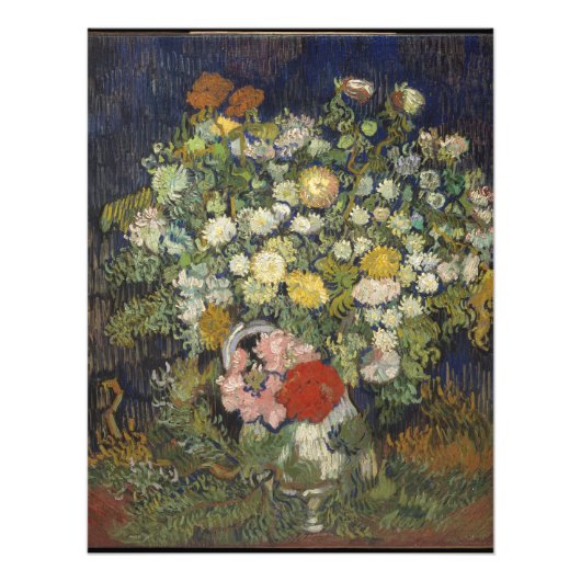 Van Gogh  Bouquet van Bloemen in een Vase Foto Afdruk (Voorkant)