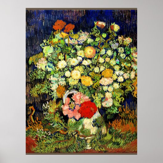 Van Gogh - Bouquet van Bloemen in een Vase Poster (Voorkant)