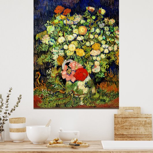 Van Gogh - Bouquet van Bloemen in een Vase Poster (Keuken)
