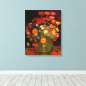 Van Gogh - Bowl met Zinnias Canvas Afdruk (Insitu (Houten vloer))