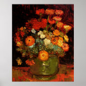 Van Gogh - Bowl met Zinnias Poster (Voorkant)