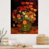 Van Gogh - Bowl met Zinnias Poster (Keuken)