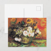 Van Gogh - Bowl met zonnebloemen, Rozen... Briefkaart (Voorkant / Achterkant)