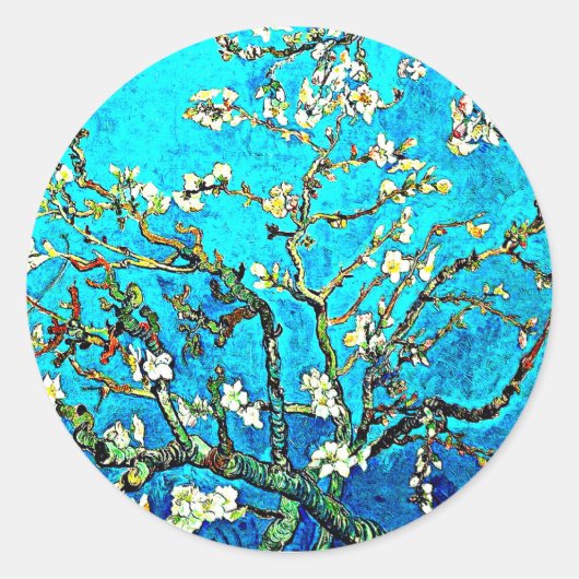 Van Gogh - Branches met Ammond Blossom Ronde Sticker (Voorkant)