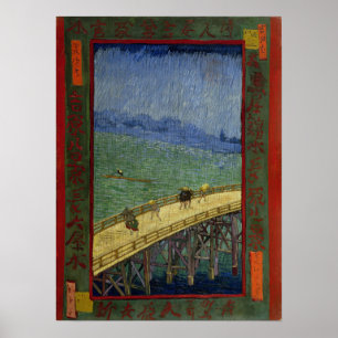 Van Gogh - Brug in de regen (na Hiroshige) Poster