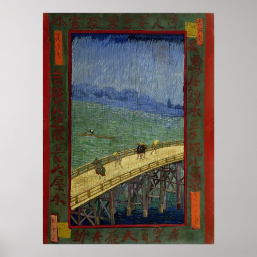 Van Gogh - Brug in de regen (naar Hiroshige) Poster (Voorkant)