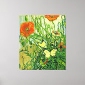 Van Gogh - Butterflies en papavers, beroemde kunst Canvas Afdruk (Voorkant)