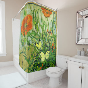 Van Gogh - Butterflies en papavers Douchegordijn