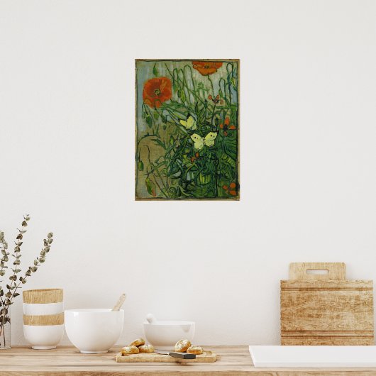 Van Gogh - Butterflies en papavers Poster (Keuken)