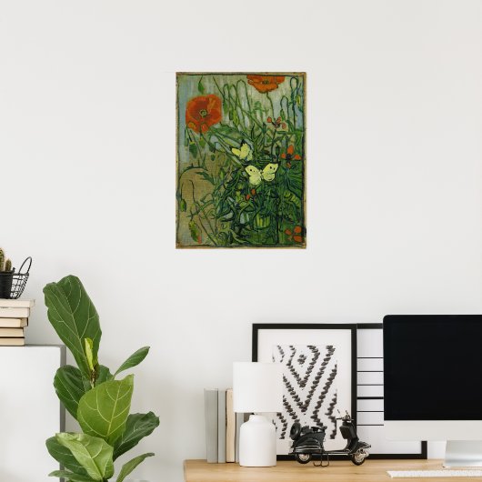 Van Gogh - Butterflies en papavers Poster (Thuiskantoor)