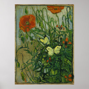 Van Gogh - Butterflies en papavers Poster