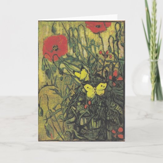 Van Gogh Butterfly papoppies Flowers Peace Destiny Bedankkaart (Voorkant)