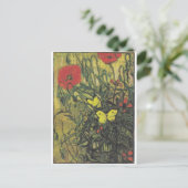 Van Gogh Butterfly papoppies Flowers Peace Destiny Briefkaart (Staand voorkant)