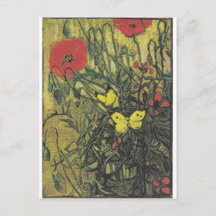 Van Gogh Butterfly papoppies Flowers Peace Destiny Briefkaart