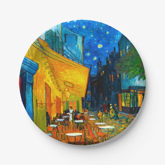 Van Gogh Café Terrace bij nacht Papieren Bordje (Voorkant)