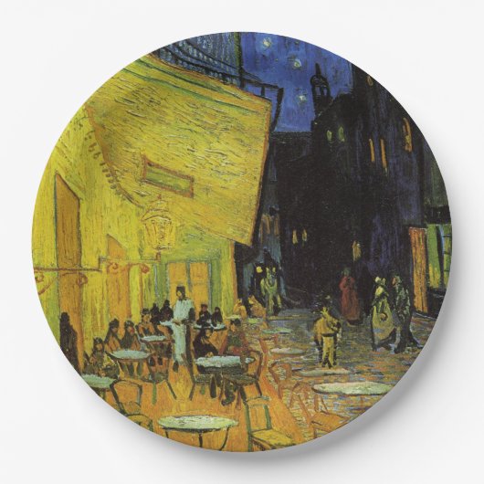 Van Gogh; Cafe Terrace bij nacht Papieren Bordje (Voorkant)