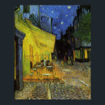 Van Gogh; Cafe Terrace bij nacht Poster<br><div class="desc">Cafe Terrace op de Place du Forum door Vincent van Gogh is een  kunstschilderij van de impressionistische architectuur met een buitenste uitzicht van een restaurant met tafels,  stoelen,  serveerders,  mensen en sterren in de nachtelijke hemel.</div>