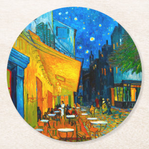 Van Gogh Café Terrace bij nacht Ronde Kartonnen Onderzetter
