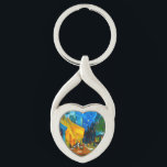 Van Gogh Café Terrace bij nacht Sleutelhanger<br><div class="desc">Keychain featuring Vincent van Gogh's oil painting Café Terrace at Night (1888). Yellow stars paint the blue night sky above an outdoor café in Frankrijk. A marvelous gift for fans of Post-Impressionism and Dutch art.</div>