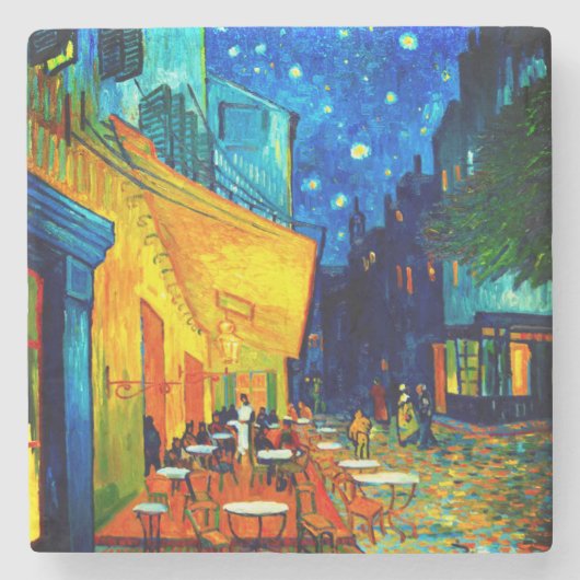 Van Gogh Café Terrace bij nacht Stenen Onderzetter (Voorkant)
