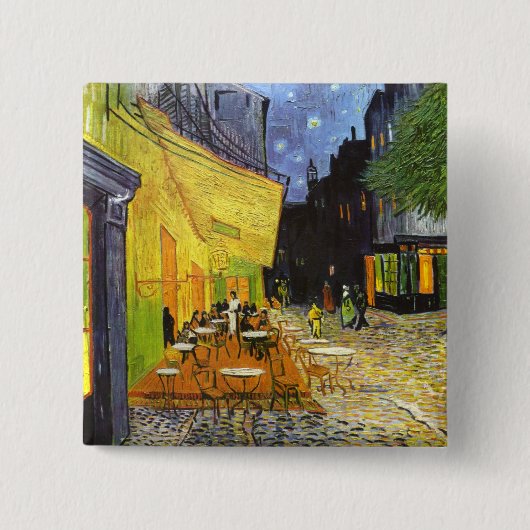 Van Gogh Cafe Terrace bij nacht Vierkante Button 5,1 Cm (Voorkant)