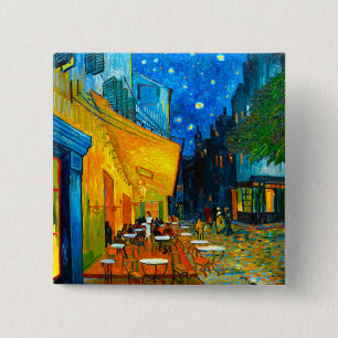 Van Gogh Café Terrace bij nacht Vierkante Button 5,1 Cm