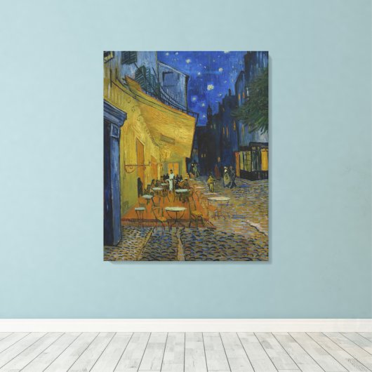 Van Gogh Cafe Terrace 's nachts Canvas Afdruk (Insitu (Houten vloer))
