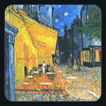 Van Gogh - Cafe Terrace, Van Gogh beroemd schilder Vierkante Sticker<br><div class="desc">Vincent Van Gogh schilderij,  Café Terrace</div>