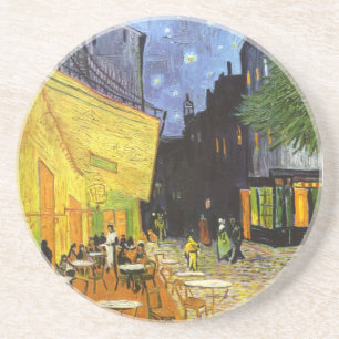 Van Gogh Café Terras bij Nacht Zandsteen Onderzetter