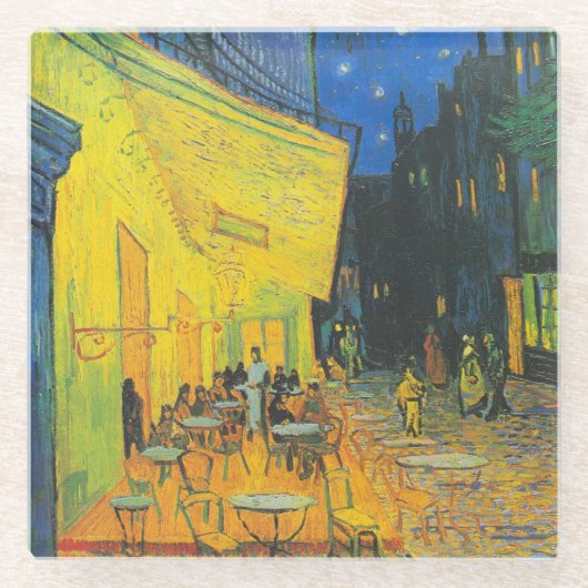 Van Gogh Café Terras Franse straatbeeld Glazen Onderzetter (Voorkant)